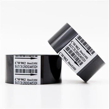 เครื่องพิมพ์ฟอยล์ซาตินริบบิ้นสีดําร้อนประทับริบบิ้น 30mm X 100m ริบบิ้นถ่ายโอนความร้อนสําหรับเครื่องพิมพ์ Coder